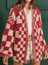 'Celandine' Checkered Drop Shoulder Cardigan - Celes Fashion